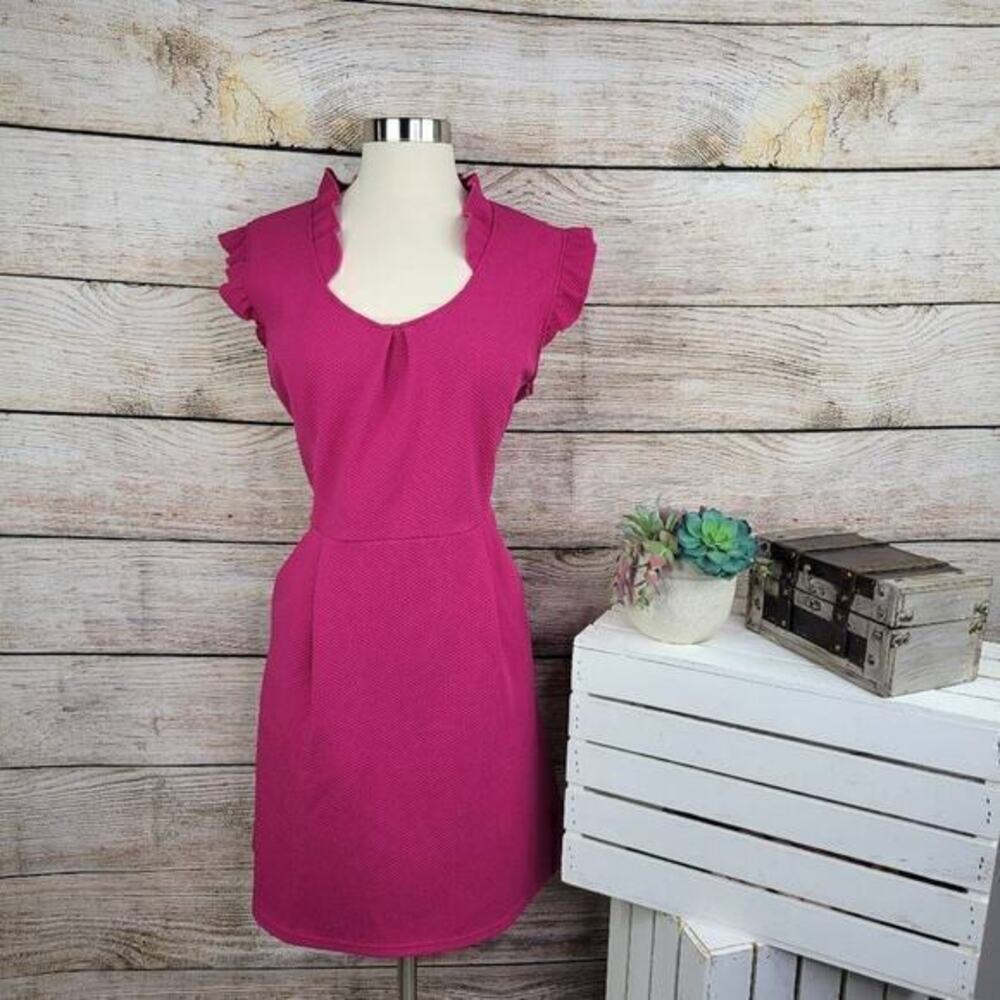 Tabitha Women A-Line Dress Ruffled Casual‎ Sleeveless Fuchsia Size 12